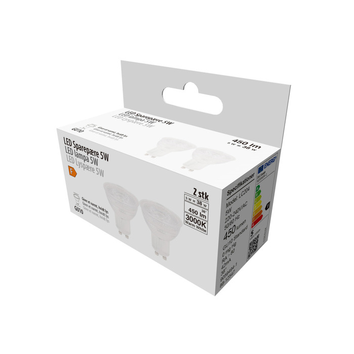 LED-spotpære 5 W GU10 - 2-pk.